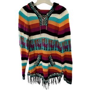 Importadora Ecuatoriana Women’s 100% Alpaca Hooded Pullover Sweater Sz S